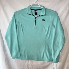 THE NORTH FACE Woman's TKA Glacier 1/4 Zip Fleece Pullover Teal Size Medium