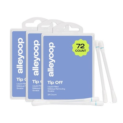 72 Count (Pack of 3), Alleyoop Tip Off Liquid-Filled Makeup Removing Swabs -