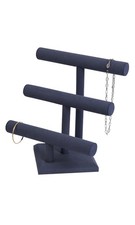 SSWBasics 3-Tier Slate Blue Faux Suede Jewelry Display