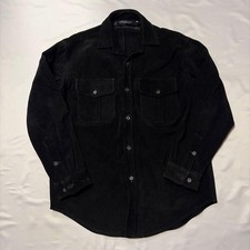 Polo Ralph Lauren 90s Suede Leather Shirt Jacket M Black Made in USA