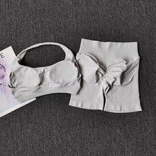 2pcs Halter Sports Bra High Waisted Hip Lifting Shorts Workout Jogging Wear HOT