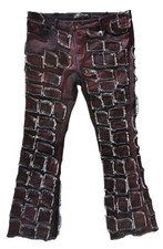 Valabasas Stacked Flare Waxed Distressed Patched Jeans Pants Mens 42 Black Red