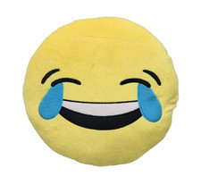 Yellow Emoji Laugh Crying Face Plush Pillow Toys Kids Cushion 13 Inch Bed