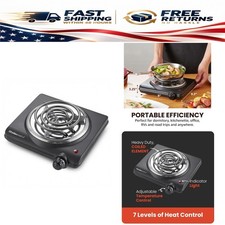 Elite Gourmet ESB100B Single Coiled Burner Hot Plate, 1000W Countertop, Black