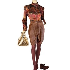 WOMEN'S VINTAGE CIRCA 1990'S FORENZA BROWN HIGH WAIST SUEDE SHORTS SZ 8