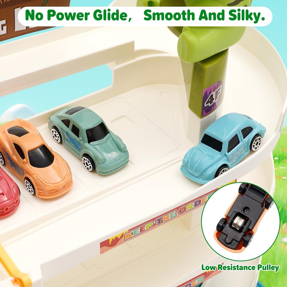 Garage De Parking Jouet 6 étages Avec Ascenseur - Circuit Voitures Pour Enfants - Jouet Interactif Avec Rampes Et Voiture Incluse - 4