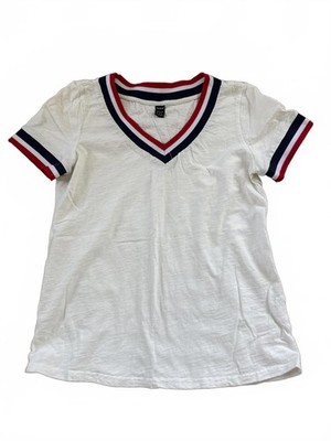 SHEIN Women's V-Neck T-Shirt with Stripe Trim
