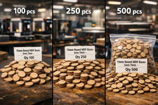 15mm Round Premium MDF Bases 3mm Thick Miniatures Tabletop Games UK