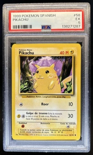 1999 Pokemon Spanish Pikachu #58/102 PSA 5 EX