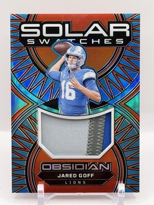 Jared Goff 2024 Panini Obsidian Solar Swatches Patch Blue 16/25 JSY # - Lions