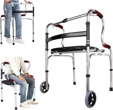 Klappbar Gehhilfe Gehbock Alu Rollator Höhenverstellbar Aufstehhilfe Gehwagen DE