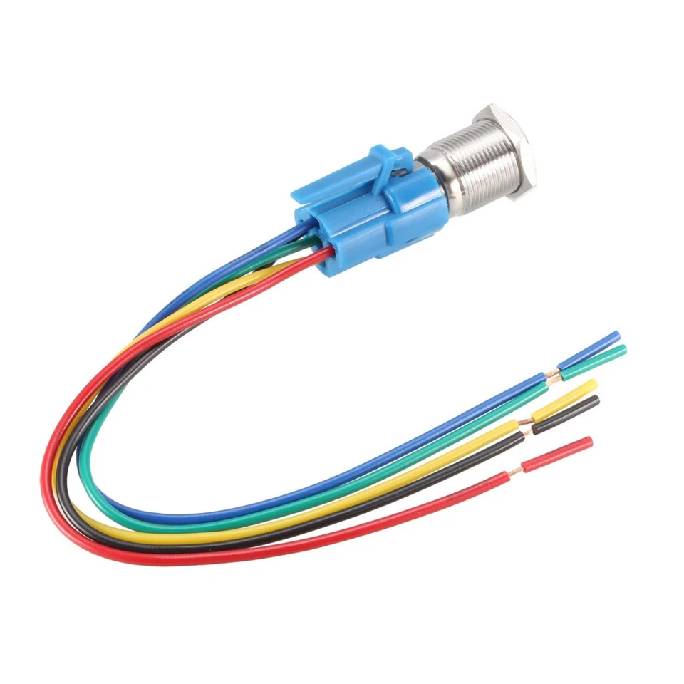 Momentary Push Button Switch 16mm Mounting 1NC NO 12V Blue LED with Socket Plug - Image 4 of 4