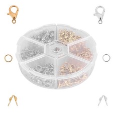 450 Stck./Box Schmuckherstellung Sets Karabinerverschluss Offen Biegeringe Ende Klemmen 3029