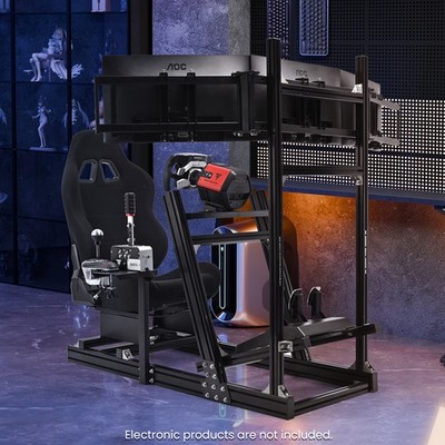 Minneer 8040 Aluminium Sim Racing Cockpit Mit 3 Display Ständer Und Gaming Sitz