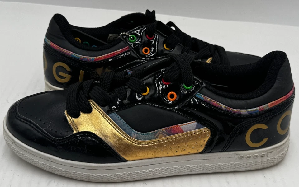 Zapatillas deportivas Coogi para mujer talla 8,5 de cuero negro con cordones CW1182 Foto 2 de 4