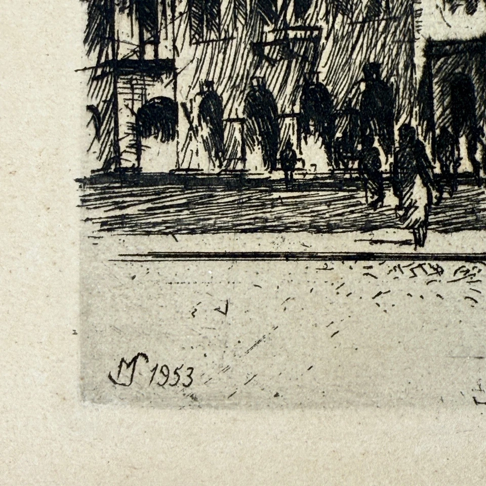 Grabado impreso del ayuntamiento de Leipzig 1953, arte arquitectónico alemán 11,5"x 9,5" Foto 4 de 4