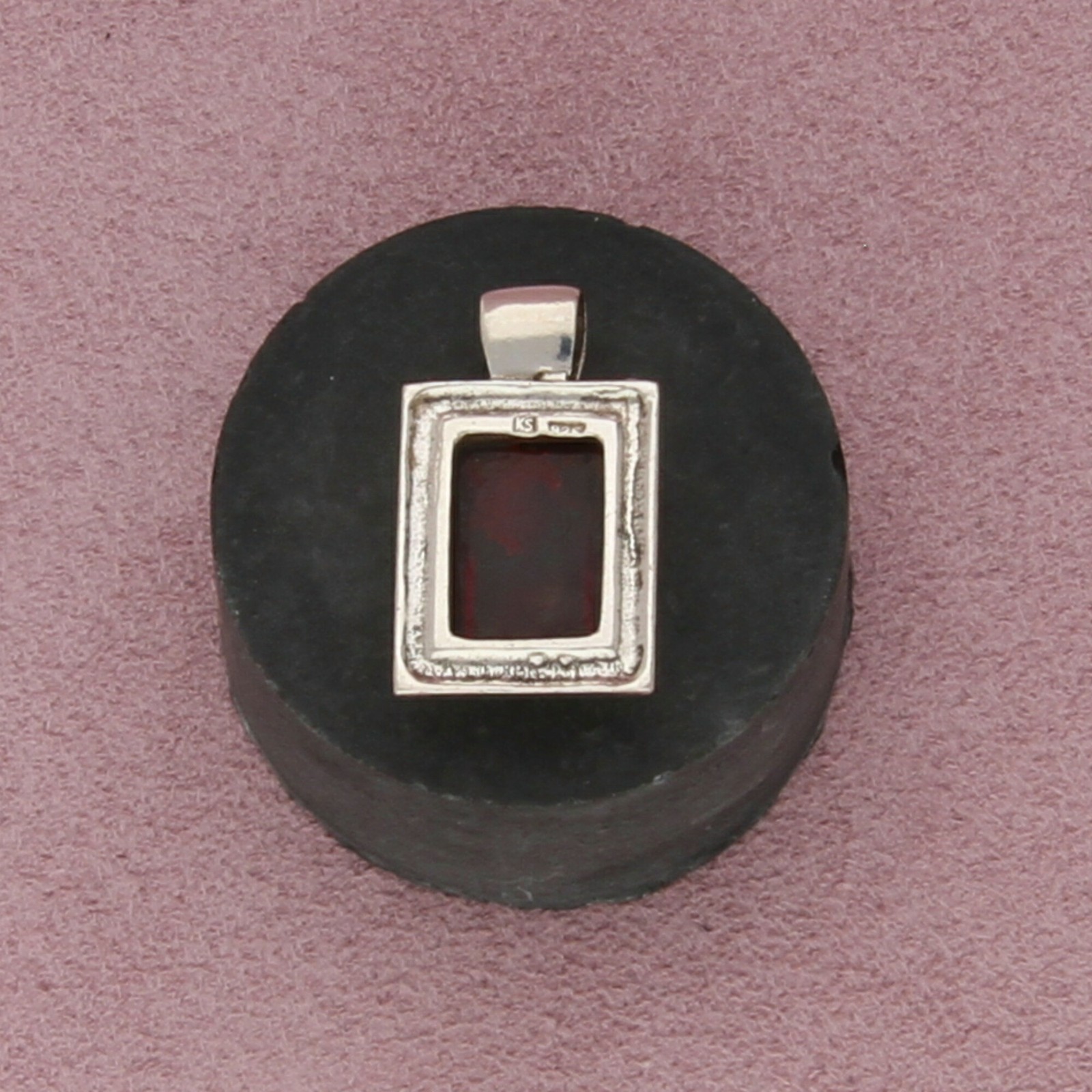 sterling silver amber rectangle pendant - image 2