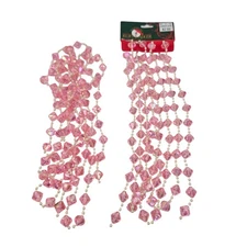 Kurt S Adler Pink Acrylic Bead Garland Christmas Decor Vintage Holiday Tree