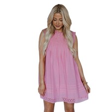 FREE PEOPLE $128 FP shea solid pink mini Dress Size XS