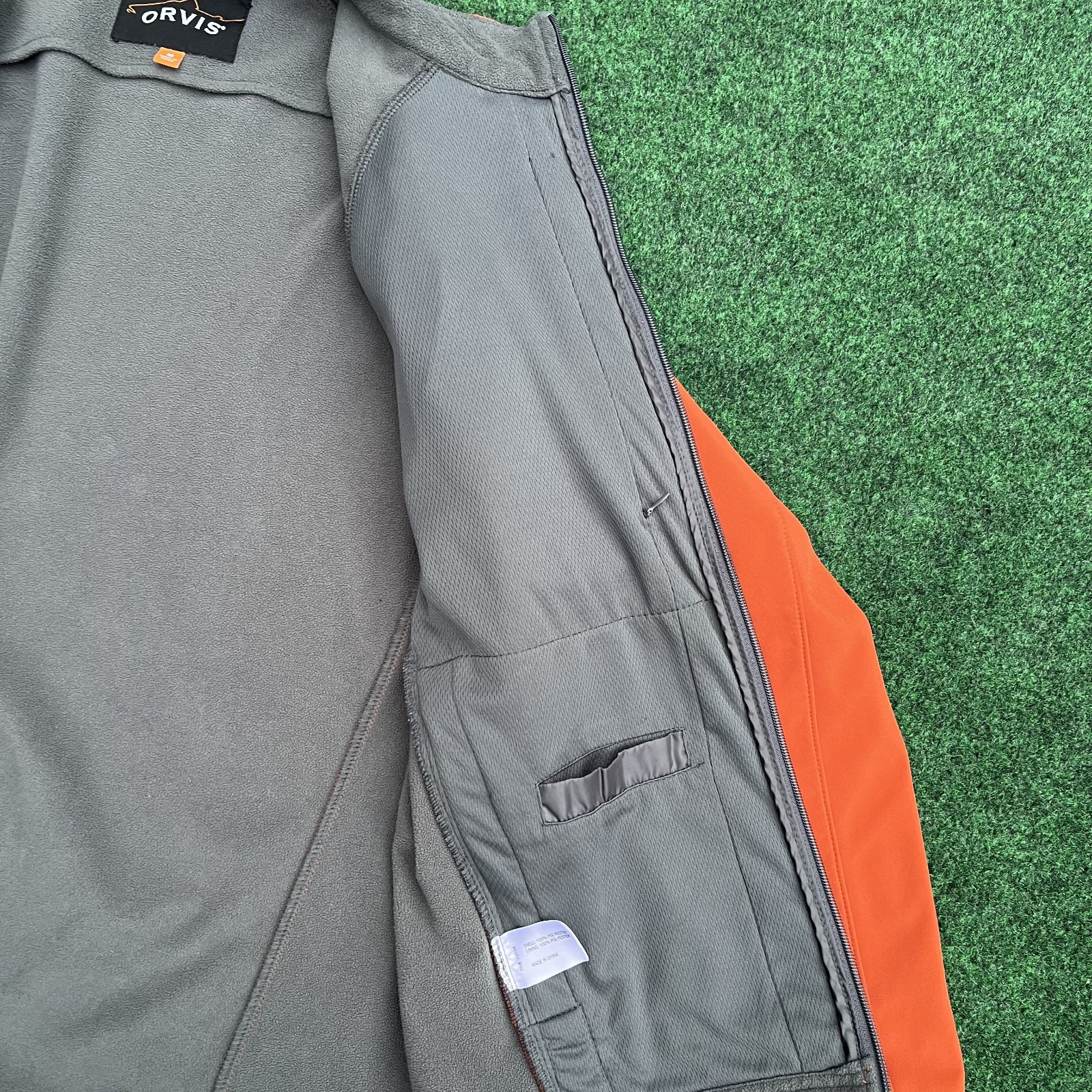 Orvis Orange Softshell Full Zip Jacket Size Medium - image 17