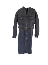 Vintage Jan Barboglio 80’s Denim Jacket & Skirt 4 Black (Rv)