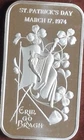 1974 Madison Mint St. Patrick's Day 1 oz .999 Fine Silver Bar