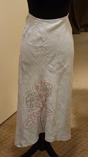 OILILY Floral Embroidered Linen Maxi Skirt. W 24 L 33