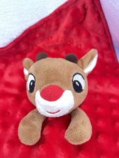 My First Rudolph Red Nosed Reindeer Lovey Security Blanket Minky Dots