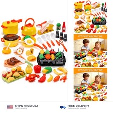 CUTE STONE 73PCS Kids Kitchen Playset with Pretend Food BBQ Grill Include...