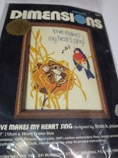 Dimensions Crewel Embroidery Kit Love Makes My Heart Sing #6101 NEW