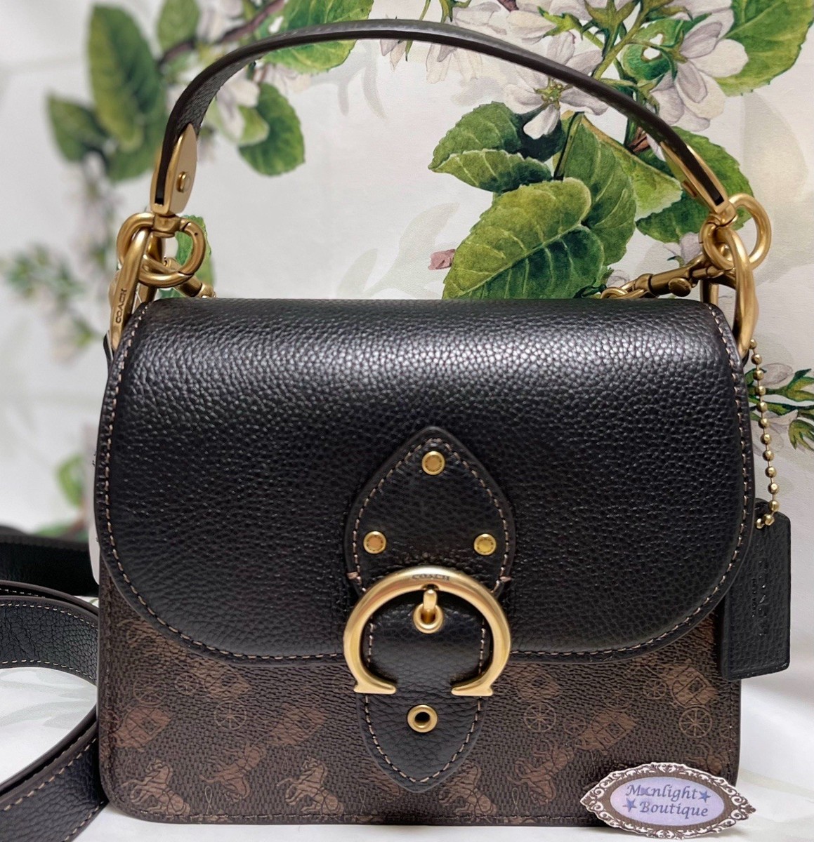 Coach Small Leather Black Shoulder Bag for Women with Horse