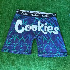 Cookies Geometric Leaf Navy Green Premium Microfiber Boxer Briefs Size L NEW