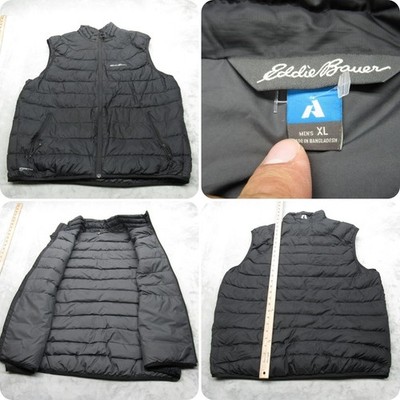 Eddie Bauer Storm Down Vest Mens XL Black 800 Fill Lightweight Full Zip Puffer