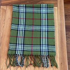 100 Cashmere Green Plaid Scarf Soft Fringe Winter Wrap Classic Unisex Holiday