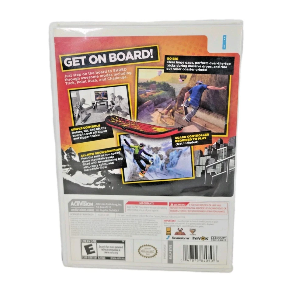 Tony Hawk: Shred Big Air! Bigger Tricks! - Nintendo Wii - Complete - Free Ship - Image 3 of 4