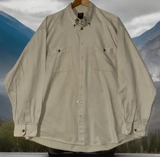Vintage Scott Barber 100% Cotton Long-Sleeve Shirt Men’s Size X-Large Beige EUC
