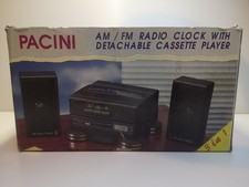 Pacini MW/UKW Uhrenradio mit Abnehmbaren Cassettenspieler 3in1 Vintage Selten