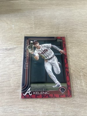 Jarred Kelenic 2025 Topps Series 1   RED LOGO BORDER #286 CASE HIT - BRAVES