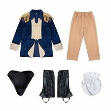 Colonial Costume with Boot Covers goldenTrimmed for Stage Performance, Kids