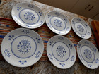 6 Sheffield, Provincial Dinner Plates, Floral Scrolls, Country Blue — photo 2