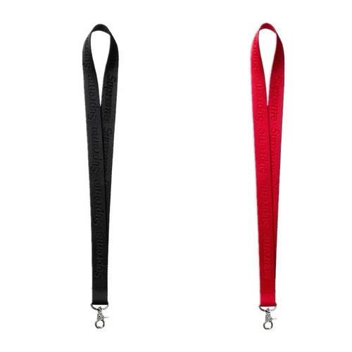 Ensemble deux en un : porte clés Supreme Nylon Noir + Rouge 2016 Supreme Lanyard