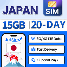 Japan Travel SIM Card- 15GB High-Speed, 20 Day Docomo JetSim