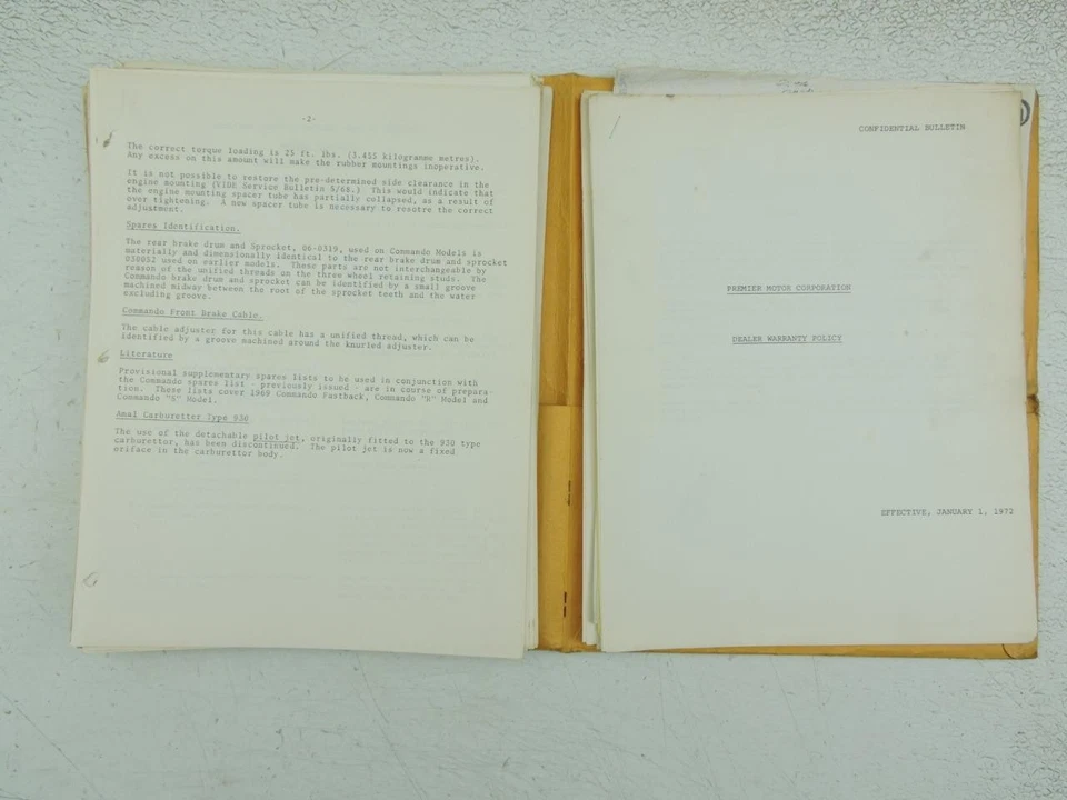 100+ boletines de lanzamiento de servicio de concesionario Norton de fábrica 750 850 Atlas Commando 663 Foto 2 de 4