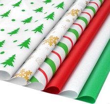 Christmas Tissue Paper for Gift Bags, 6 Designs 120 Sheets 20 x 20 Inches