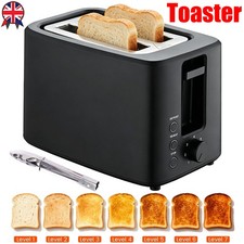 2 Slice Extra Wide Slot with 7 Variable Browning Defrost Reheat Black Toaster