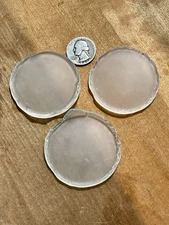 3 Tumbled Sea Glass Clear Bottle Bottom Shards Chunks Lot#1705