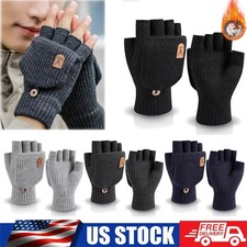 Winter Knitted Fingerless Gloves Thick Warm Touchscreen Half-Finger Gloves Unise