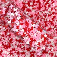 FAKE 5MM Pink Red White Butterfly, Anima; Polymer Sprinkle NOT EDIBLE D34-18