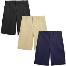 Boy's Stretch Slim Fit School Uniform Twill Shorts Summer Color Free Ship (4-20)