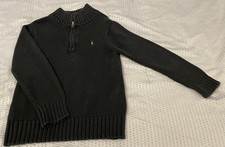 Ralph Lauren Boy's 1/4 Zip Blue L/S High Neck Sweater By Ralph Lauren, Size 7